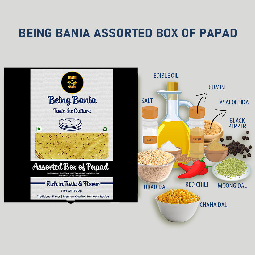 Assorted Pack of Papad | 5 Flavors in One Box | Handmade